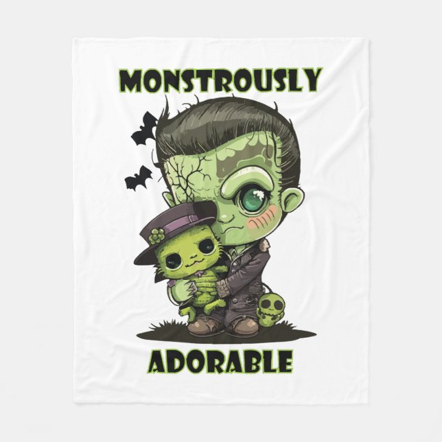 Manta Polar Monstruo de Frankenstein lindo con peluche (Anverso)