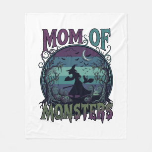 Manta Polar Monstruos de Mamá Halloween Bruja Luna Calabazas C