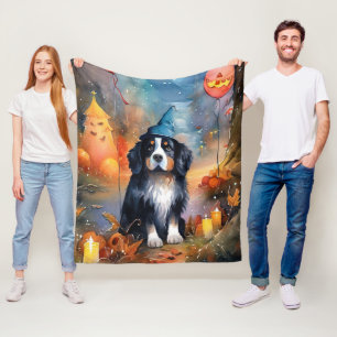 Manta Polar Montaña Bernesa de Halloween con calabazas aterrad