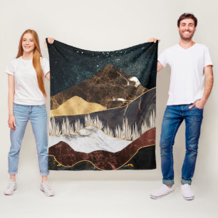 Manta Polar Montaña dorada de mármol bajo cielo estrellado