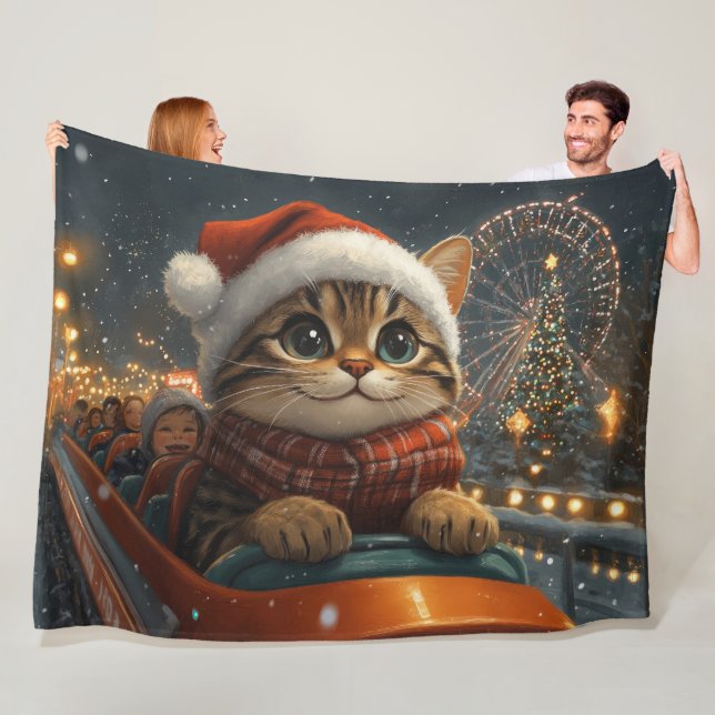 Manta Polar Montaña Rusa de Gato de Bengala Navidad (In situ)