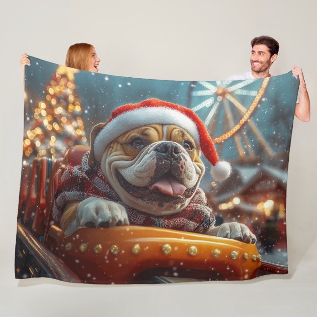 Manta Polar Montaña Rusa de Perro Bullmastiff Navidad  (In situ)