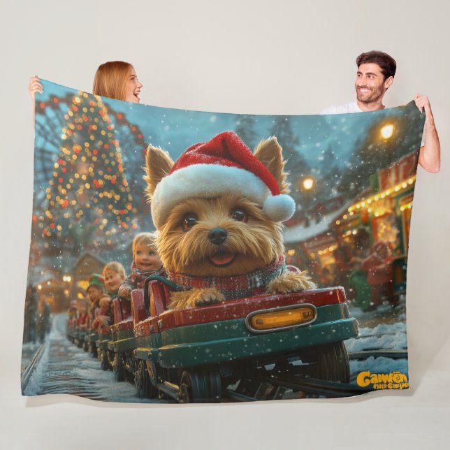 Manta Polar Montaña Rusa Perro Terrier Australiano Navidad (In situ)
