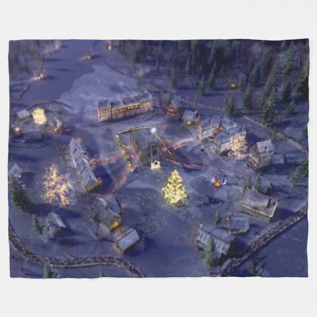 Manta Polar Montaña Village Navidades Fleece Blanket (Frente (Horizontal))