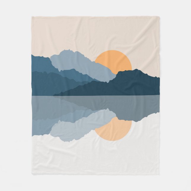 Manta Polar Montañas azules reflejadas en el lago (Anverso)