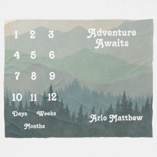 Manta Polar Montañas Blue Boho Hito Retro Bebé