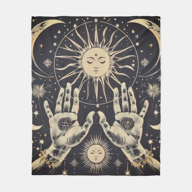 Manta Polar ✨ Montañas de Armonía Cósmica de Sol y Luna (Anverso)