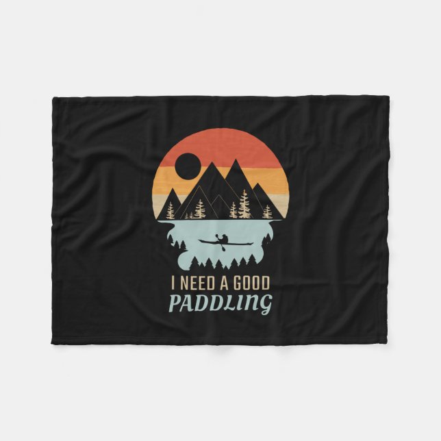 Manta Polar Montañas de Kayaking Retro  (Frente (Horizontal))