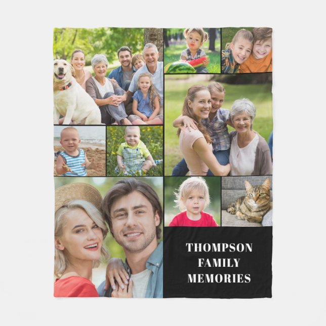 Manta Polar Montañas de nombre de Collage de fotos moderno (Anverso)