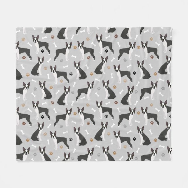 Manta Polar Montañas y patas de Boston Terrier (Frente (Horizontal))