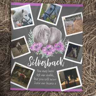 Manta Polar Monumento al caballo gris flores de amapola morada