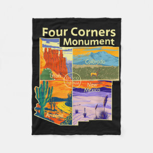Manta Polar Monumento Vintage Four Corners Con Parques Naciona
