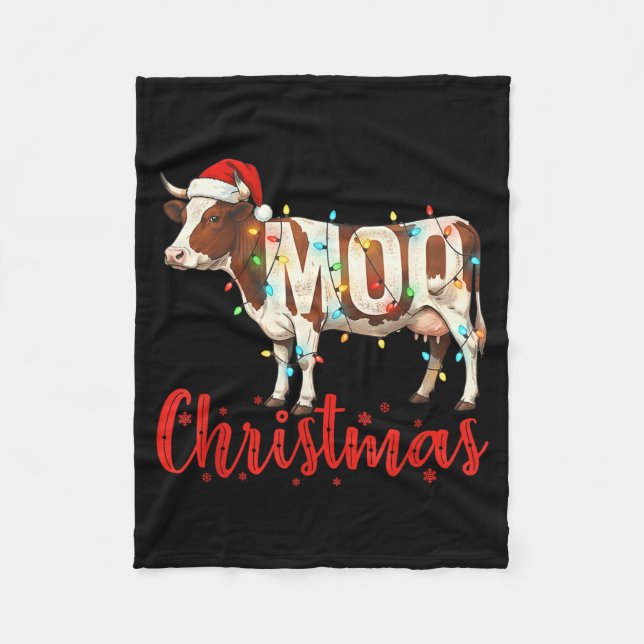 Manta Polar Moo Christmas Funny Cow Lovers Cattle Famer Farmin (Anverso)