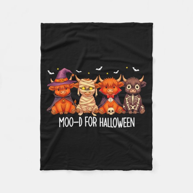 Manta Polar Moo-d For Halloween Boo Ghost Highland Cow Hallowe (Anverso)