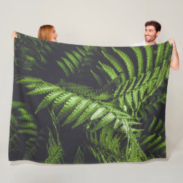 Manta Polar Moody Botanical Dark Green Fern Leaves Cozy