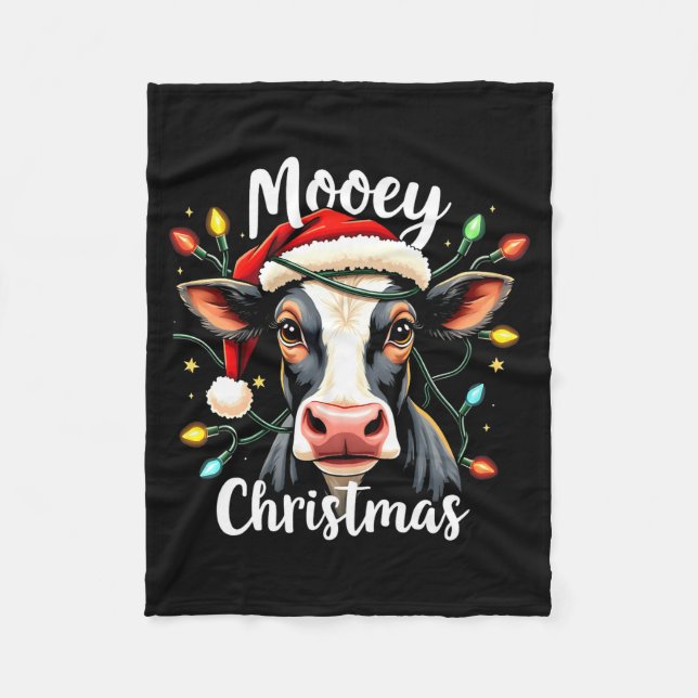Manta Polar Mooey Christmas Funny Xmas Cow Cattle Lovers  (Anverso)