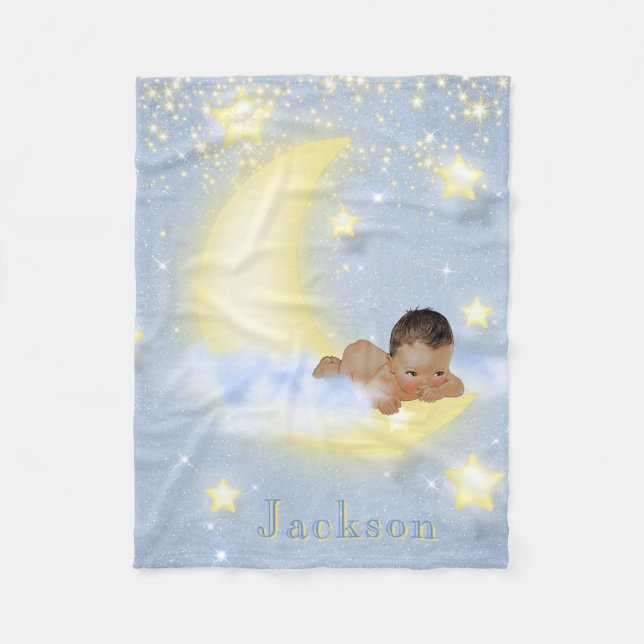 Manta Polar Moon Stars Personalizada Étnica Baby Blanket (Anverso)
