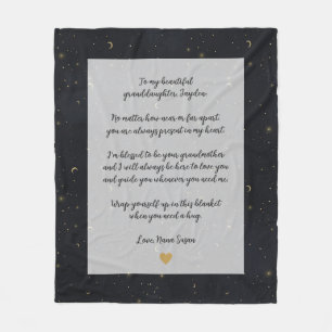 Manta Polar Moon Stars Personalizado de oro Cita a nieta