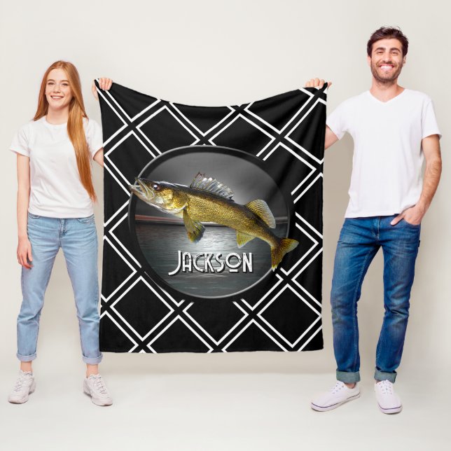 Manta Polar Moon Water & Walleye Pike Fleece Blanket (In situ)