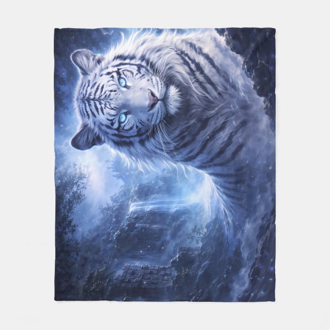 Manta Polar Moonlit White Tiger Guardian – Blue Fantasy Spirit (Anverso)