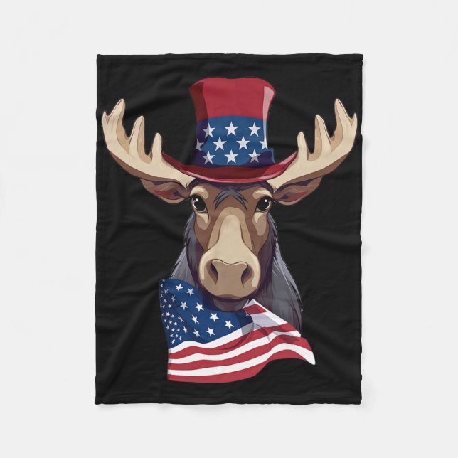 Manta Polar Moose con bandera patriótica de Estados Unidos Ind (Anverso)