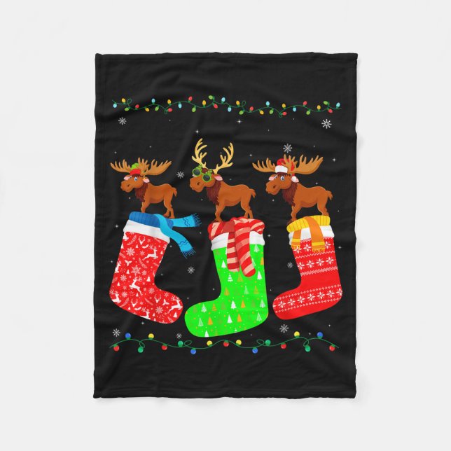 Manta Polar Moose In Xmas Socks Funny Holiday Ugly Sweater Chr (Anverso)