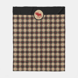 Manta Polar Moose Rústico Red Black Buffalo Plaid Pattern