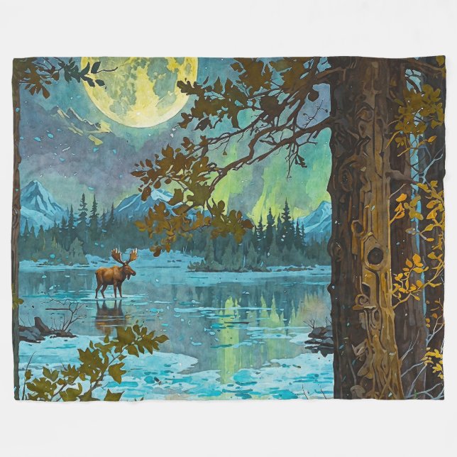 Manta Polar Moose & Winter Moon (Frente (Horizontal))