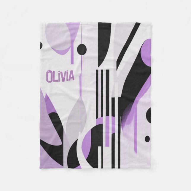 Manta Polar Morado abstracto boho moderno (Anverso)