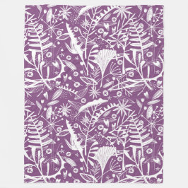 Manta Polar Morado botánico moderno
