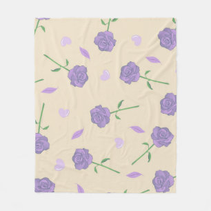 Manta Polar Morado Crema Tropical Floral Botánica