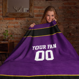 Manta Polar Morado de fútbol y negro personalizado