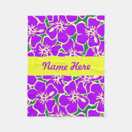 Manta Polar Morado Hibiscus Flores Tropicales Hawaianas