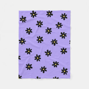 Manta Polar Morado Negro Tropical Floral Verano Botánico
