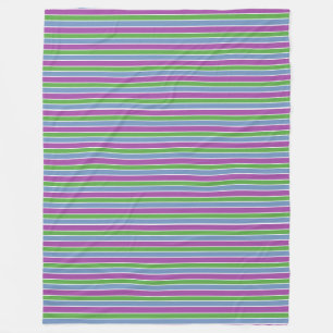 Manta Polar Morado Verde Azul Rayado