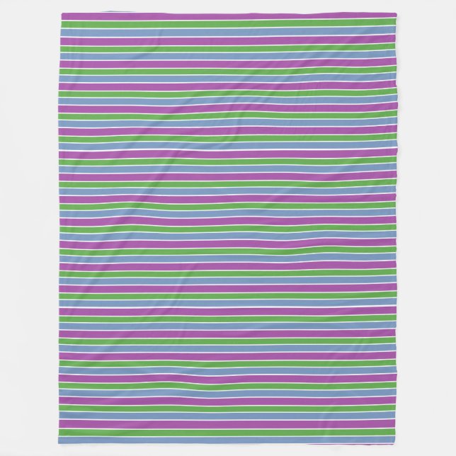 Manta Polar Morado Verde Azul Rayado (Anverso)
