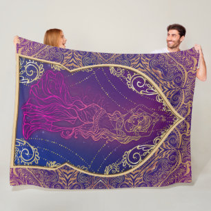 Manta Polar Morado y dorado glam de baile de vientre árabe mar