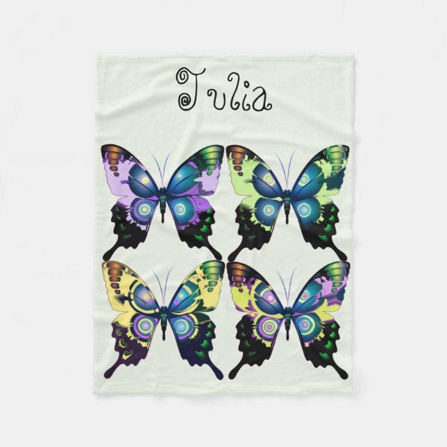 Manta Polar Morpho Blue Elegant Butterflies Fleece Blanket (Anverso)