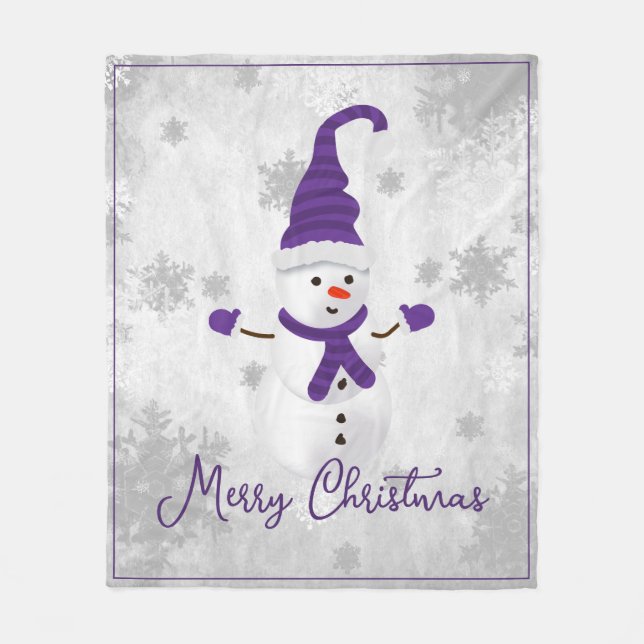 Manta Polar Morple Cute Snowman Holiday Fleece Blanket (Anverso)