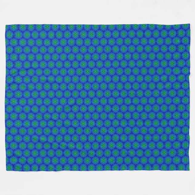 Manta Polar Mosaic Tile Blue y Green Fleece Blanket (Frente (Horizontal))