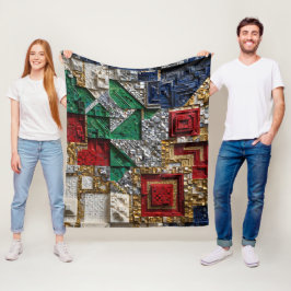 Manta Polar Mosaico cuadrado gigante esmeralda dorado marfil r