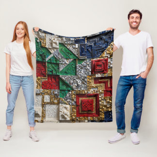 Manta Polar Mosaico cuadrado gigante esmeralda dorado marfil r