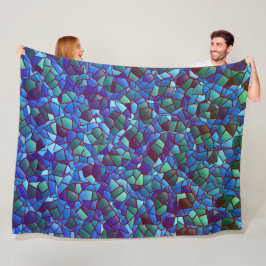Manta Polar Mosaico de azul y verde lila salpicado o ahumado