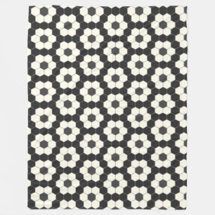 Manta Polar Mosaico de hexágono retro negro y blanco