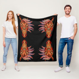 Manta Polar Mosaico de joyas de caballo colorido cowgirl negro