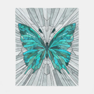 Manta Polar Mosaico de mariposa -verde esmeralda y gris