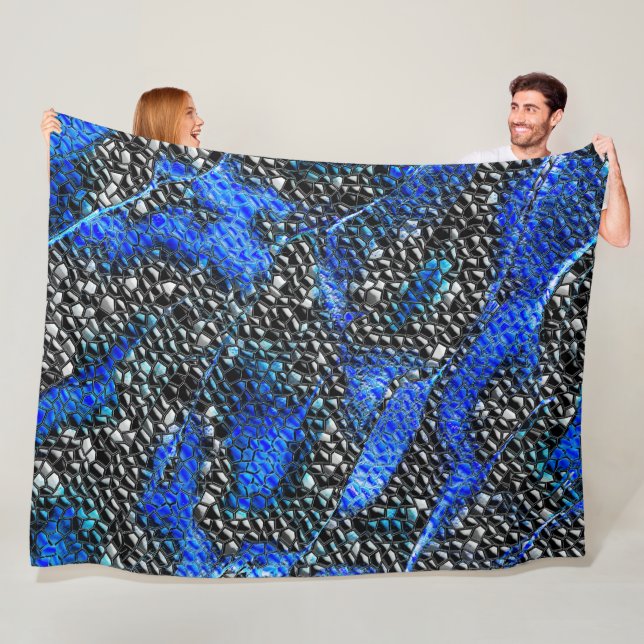 Manta Polar Mosaico de pequeño convexo en azul a gris y negro (In situ)