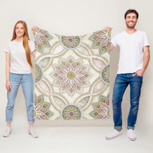 Manta Polar Mosaico Floral Opalescente Pastel - Mandala