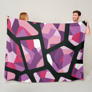 Manta Polar Mosaico geométrico, guijarros rosados vibrantes y 