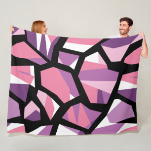 Manta Polar Mosaico geométrico vibrante en rosa y púrpura